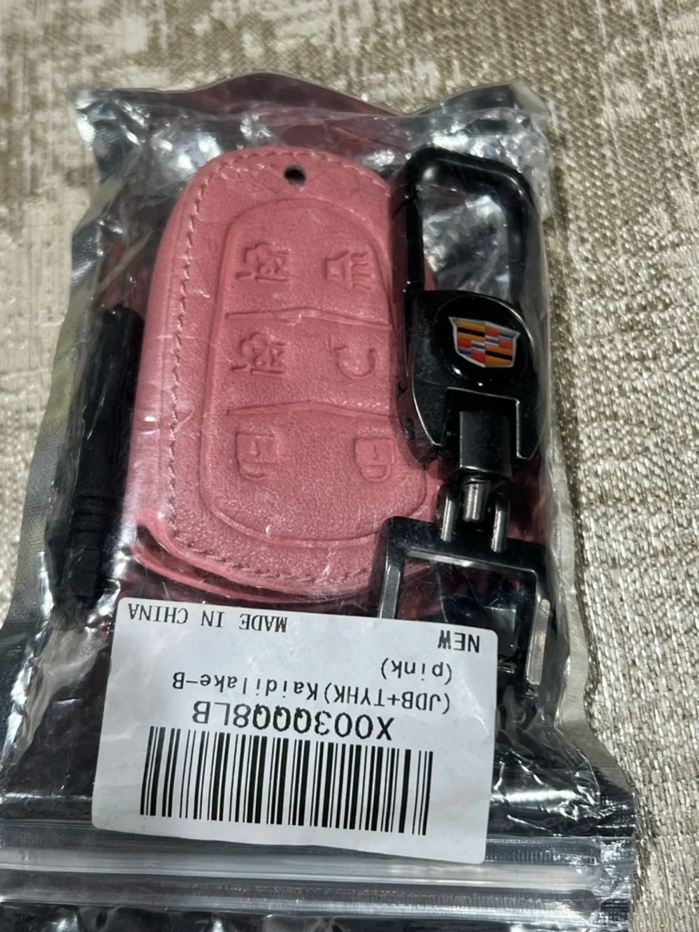 Black Key Fob Case with Pink Leather Accent
